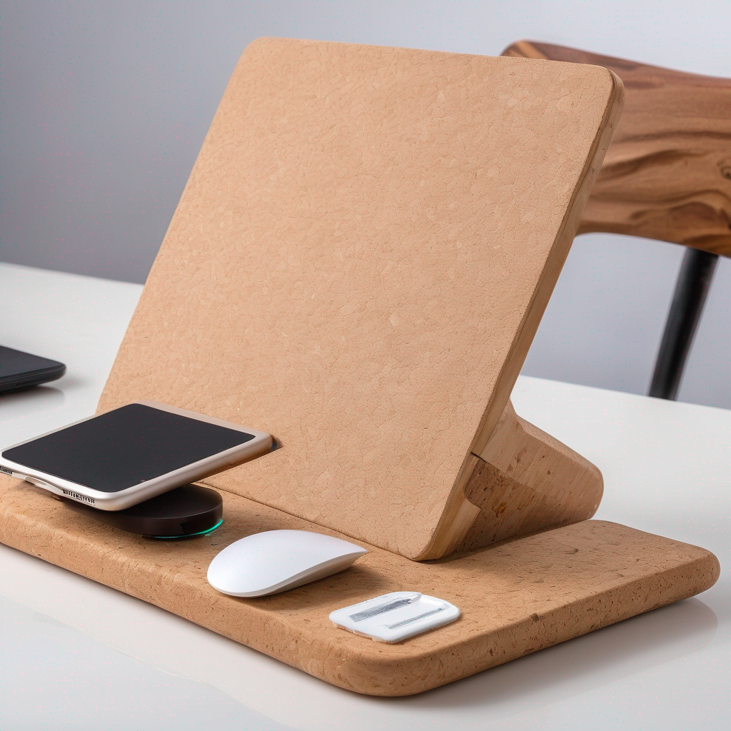 Cork Laptop Stand with Built-in Wireless Charging Pad