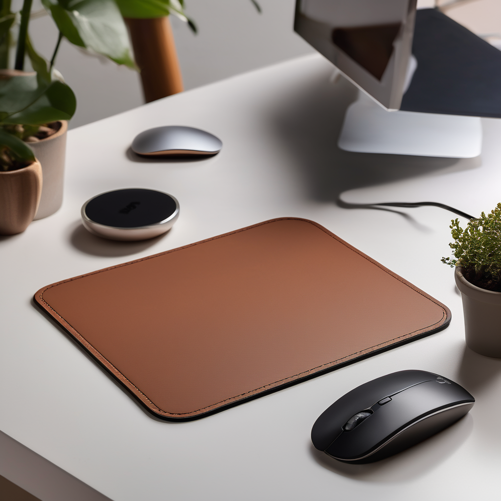 Mushroom Leather Wireless Mouse Pad with Qi Charging