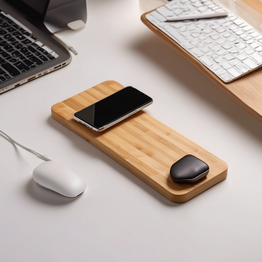 Bamboo Keyboard Wrist Rest with Wireless Charging